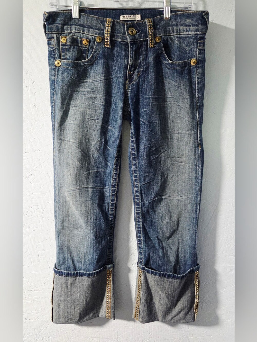 Vintage Y2K Allen B By Allen Schwartz Low-Rise Crop Cuffed Jeans - Size 30